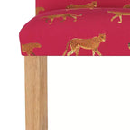 Sedia da pranzo imbottita blu navy/stampa animalier, schienale a botte senza braccioli, 1 posto