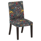 Sedia da pranzo imbottita blu navy/stampa animalier, schienale a botte senza braccioli, 1 posto
