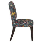 Sedia da pranzo imbottita blu navy/stampa animalier, schienale a botte senza braccioli, 1 posto