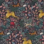 Sedia da pranzo imbottita blu navy/stampa animalier, schienale a botte senza braccioli, 1 posto