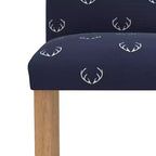Sedia da pranzo imbottita blu navy/stampa animalier, schienale a botte senza braccioli, 1 posto