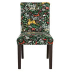 Sedia da pranzo imbottita blu navy/stampa animalier, schienale a botte senza braccioli, 1 posto